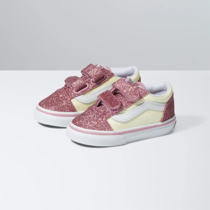 Pink vans hot sale with glitter