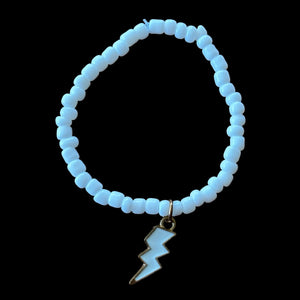 Hanna Handmade - White Lightning Bolt  Bracelet (6 inches)