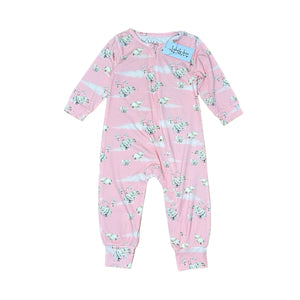 Tickety-Boo Pink Elephants Zippered Romper