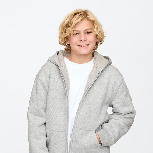 Gap Grey Sherpa Lined Hoodie