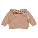 Mae Ruffle Collar Cardigan || Rose