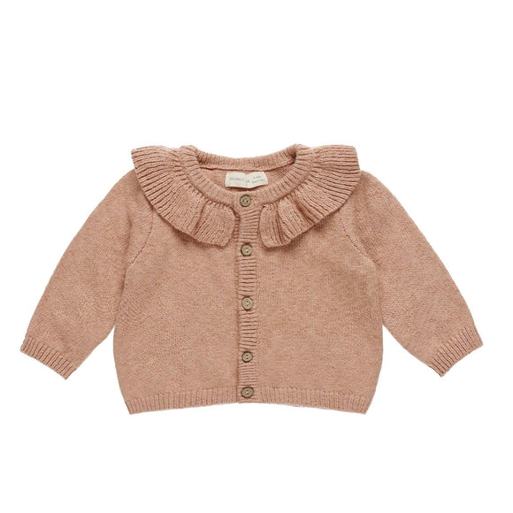 Mae Ruffle Collar Cardigan || Rose