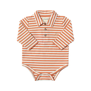 Me & Henry Polo Onesie - Pumpkin Stripe