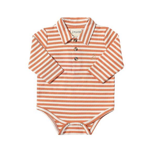 Me & Henry Polo Onesie - Pumpkin Stripe