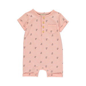 Me & Henry Martingale Henley Henry Romper - Peach