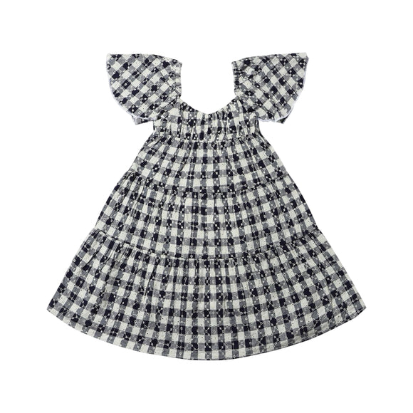 Vignette Sierrra Dress - Navy Check Eyelet