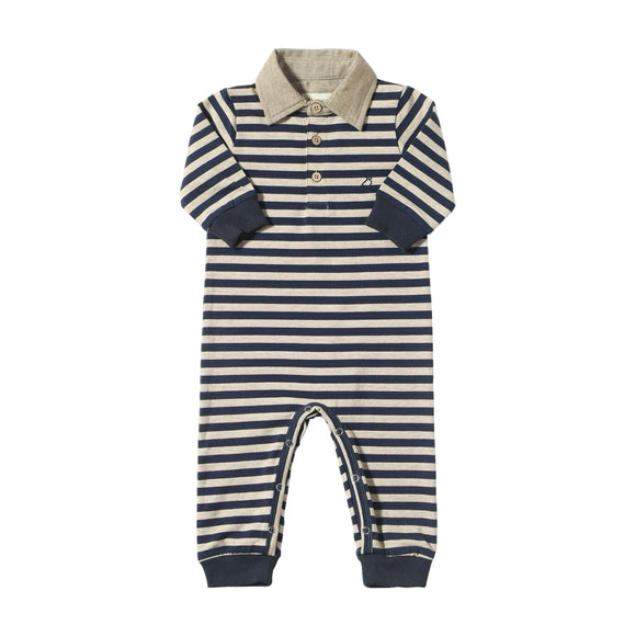 Me & Henry Kingston Polo Romper - navy/beige