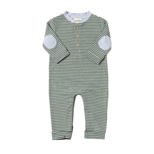 Me & Henry Mason Romper - Green/White Stripe