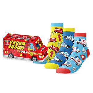 Main and Local Kids' 3-Pack "Vroom Vroom" Truck Socks