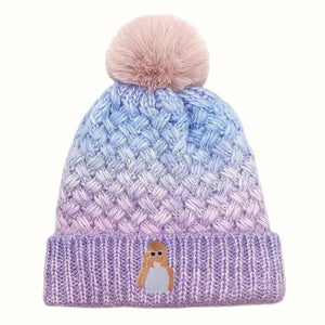 Forever Run Wild Taylor Patch Purple Gradient Knitted Pom Pom Beanie