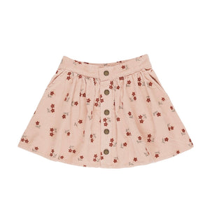 Rylee and Cru Button Front Mini Skirt || Blossom Embroidery