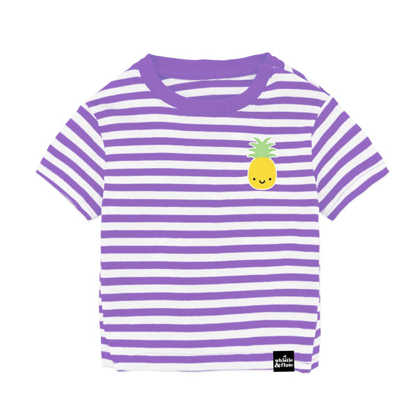 Whistle & Flute Kawaii Pineapple Striped T-Shirt - Purple