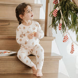 Petit Lem Gingerbread Print on Silver Peony PJ Set