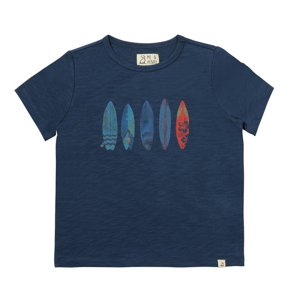 Me & Henry Falmouth Navy Surfboards Tee