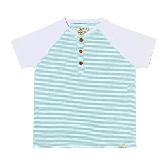 Me & Henry Beacon Henley - Sky White Stripe