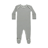 Quincy Mae Ribbed Footie || Indigo Stripe