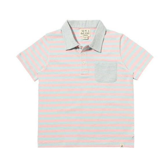 Me & Henry Ancho Polo - Pink/Sky Striped