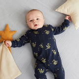 Petit Lem Fire-Breathing Dragon Print on Navy Blue Sleeper