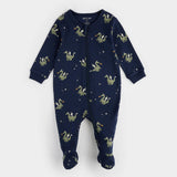 Petit Lem Fire-Breathing Dragon Print on Navy Blue Sleeper