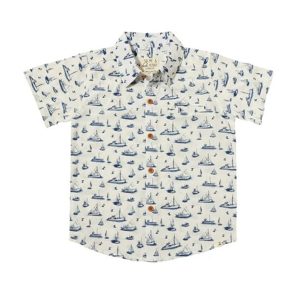 Me & Henry Maui Navy Boats Shirt