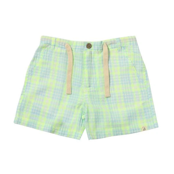 Me & Henry Crew Blue/Neon Plaid Shorts