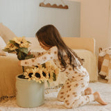 Petit Lem Sunflower Print on Antique White PJ Set