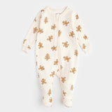 Petit Lem Gingerbread Print on Silver Peony Sleeper