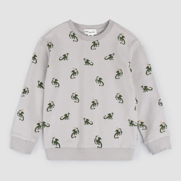 Miles The Label - Dragon Print on Cement Sweatshirt