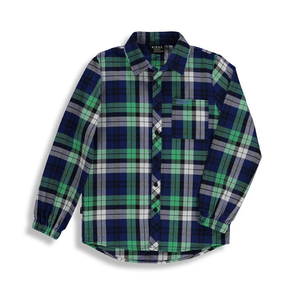 Birdz BOYZ FLANNEL PLAID SHIRT |BLUE| KIDZ