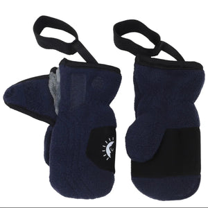 CaliKids Fleece Elastic Wrist Strap Mittens - Navy