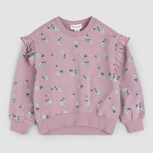 Miles The Label - Poinsettia Print on Elderberry Sweatshirt