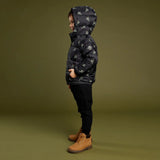 Miles The Label - Dragon Print on Black Hooded Packable