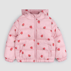 Miles The Label - Strawberry Print on Rose Hooded Packable