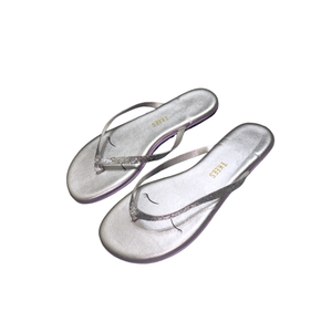 TKEES Silver Sparkle Flip-Flops