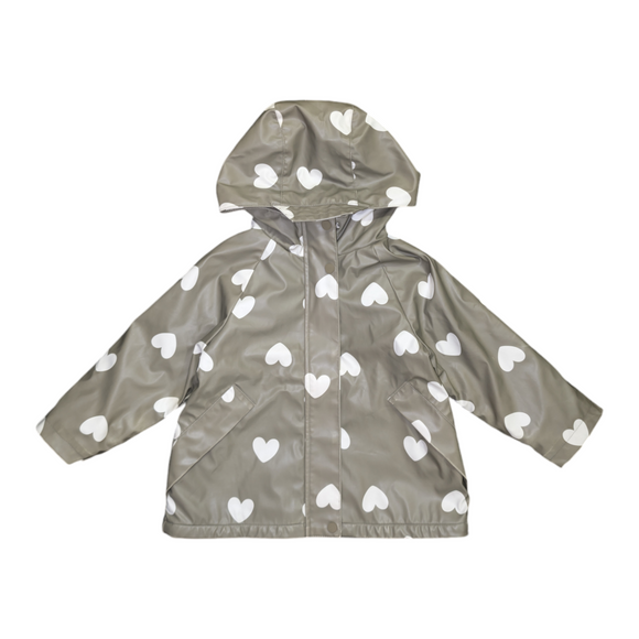 ZARA Hearts Fleece-Lined Rain Jacket